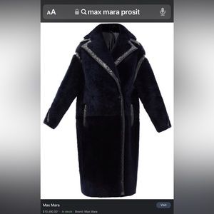 Max Mara Navy Teddy Prosit Coat, Limited Ed with Patent Leather Trim Size S (6)